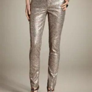Chicos Platinum Snake Print Gold Bronze Metallic Slim Leg Jeans 0.5